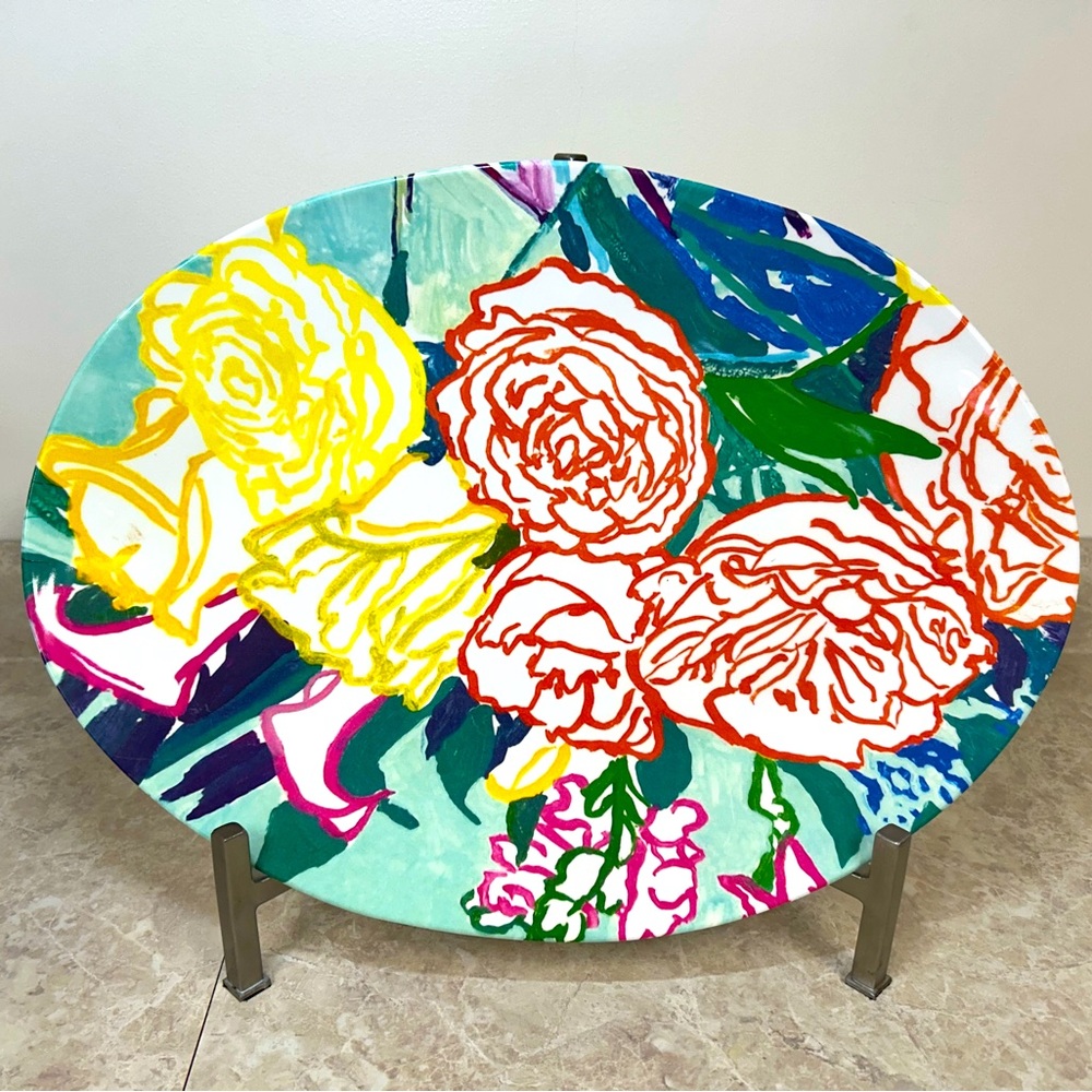 Anthropologie Bridgette Thornton Paint & Petals Serving Platter